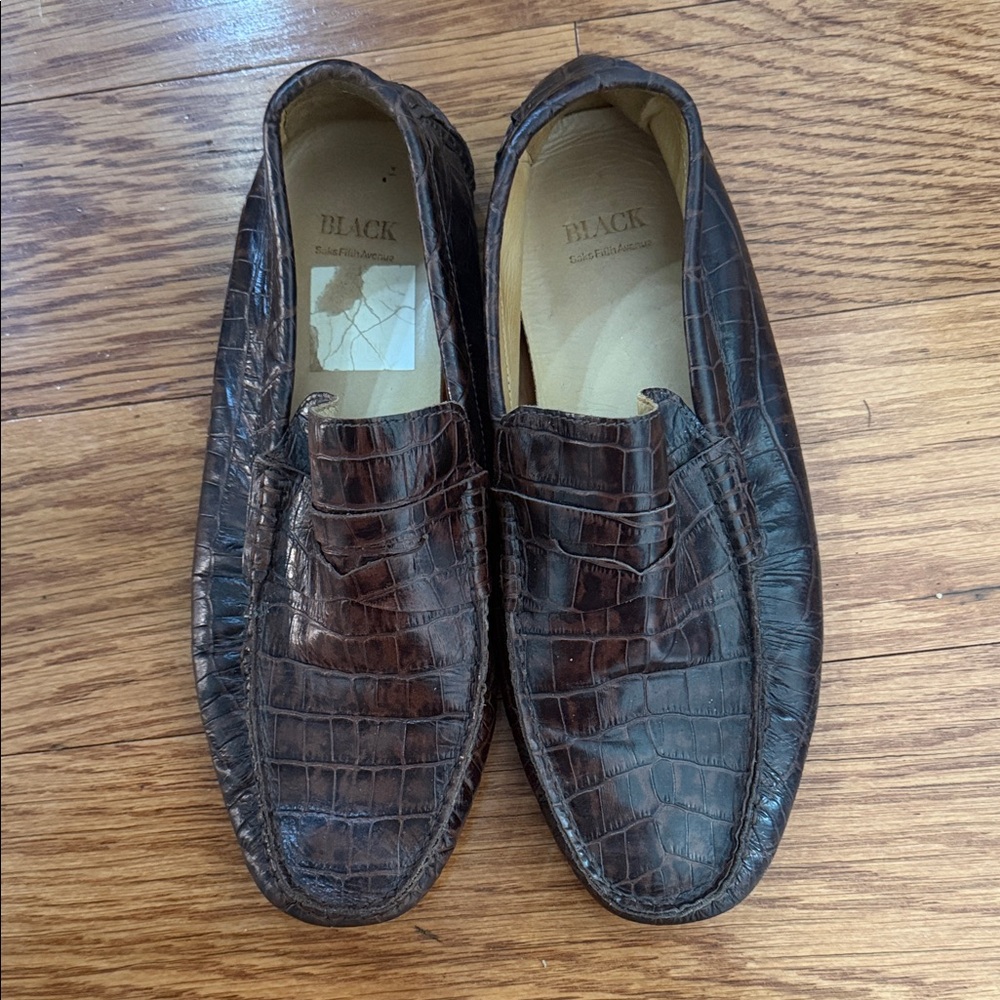 Black Men's Crocodile Pattern Loafers